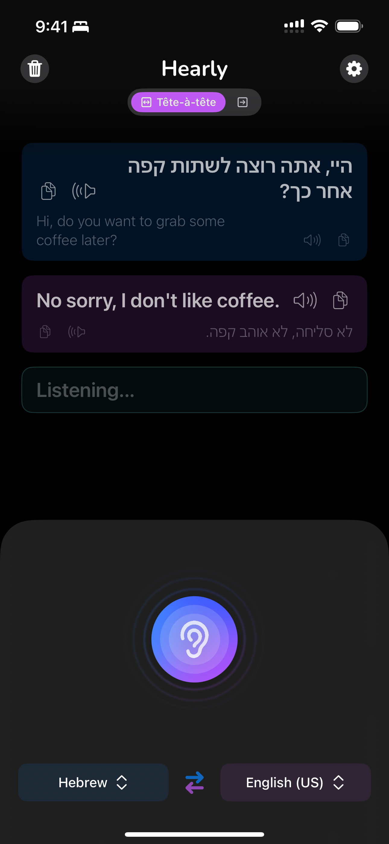 Tête-à-Tête Mode Interface